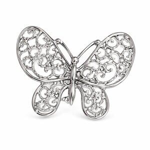 Elegant Silver Butterfly Brooch‎ with Crystal Details